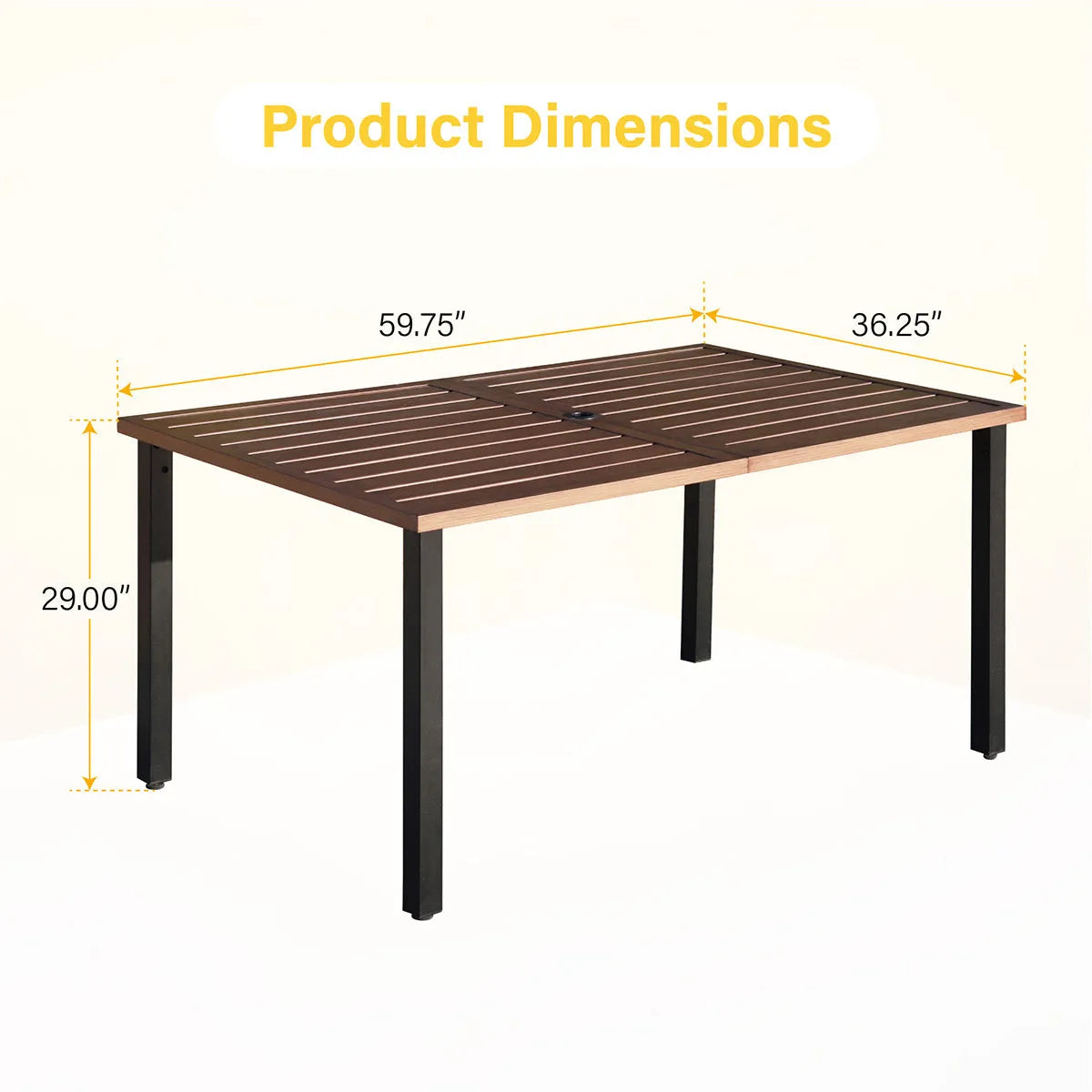 7-Piece Patio Dining Set With 6 Cushioned Steel & Rattan Chairs and Rectangle Table