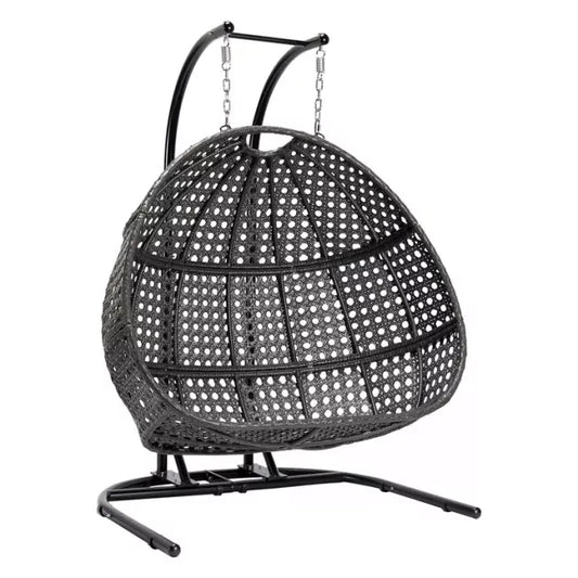 Patio Wicker Swing Chair With Stand Rain Cover Included -