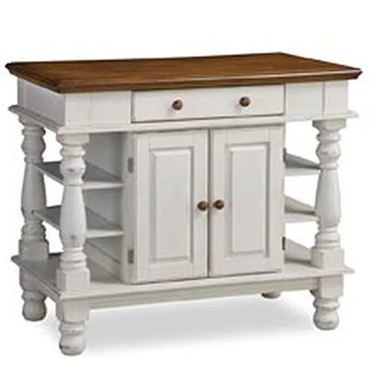 Homestyles Kitchen Island Americana Dual Side Storage Cabinet, 36 Inches High by 42 Inches Wide, Antique White