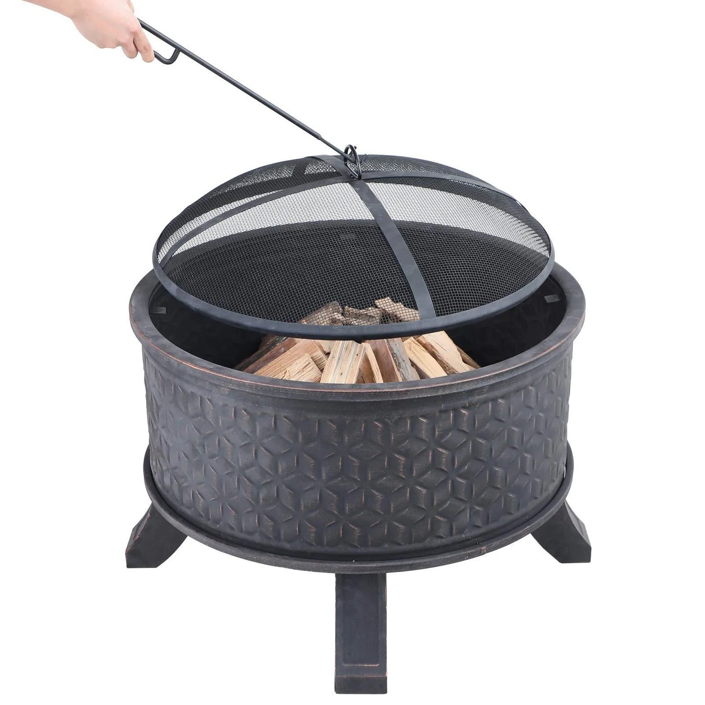 26 Inch Antique Bronze Round Fire Pit