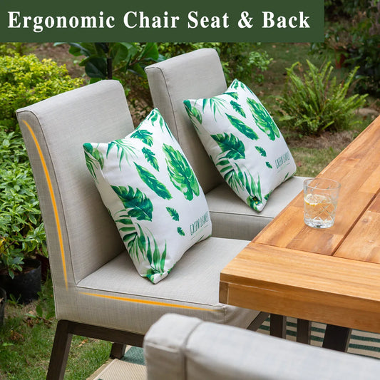 Patio Dining Set with Textilene Chairs/ Acacia Wooden Bench & Acacia Wooden Table