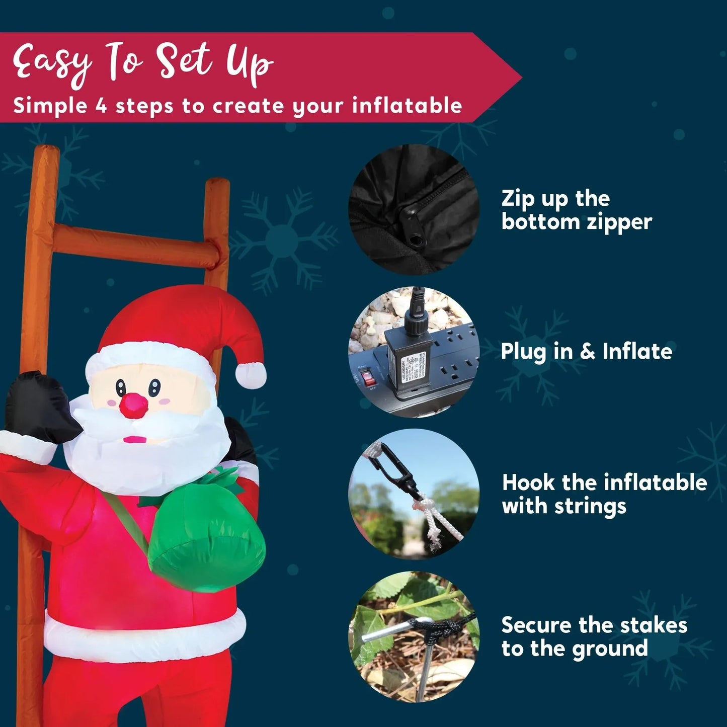 6ft Tall LED Inflatable Climbing Santa Decoration