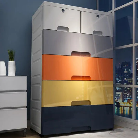 mDesign Storage Dresser Furniture Unit ?Tall Standing Organizer for Bedroom, Office, Living Room, and Closet ?8 Slim Drawer Removable Fabric Bins