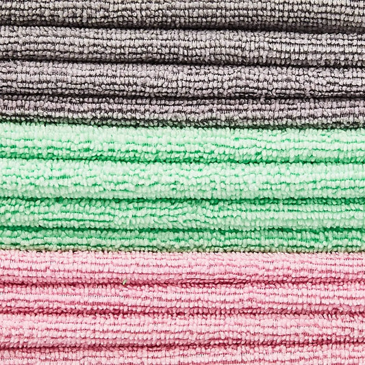 Basics Microfiber Cleaning Cloth, Non-Abrasive, Reusable and Washable, Pack of 48, Green/Gray/Pink, 16" x 12"