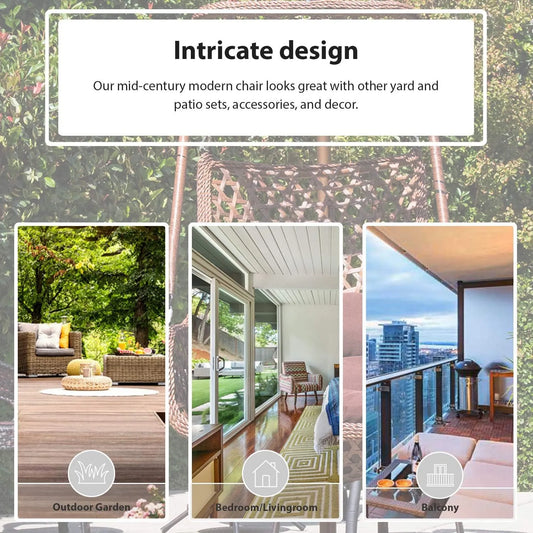 J.M.Deco Porch Swing Chair with Stand, Cushion & Pillow, Goldden Egg Rattan Wicker Swing Hanging Chair, Hammock Chair for Indoor, Outdoor, Garden, Backyard & Patio