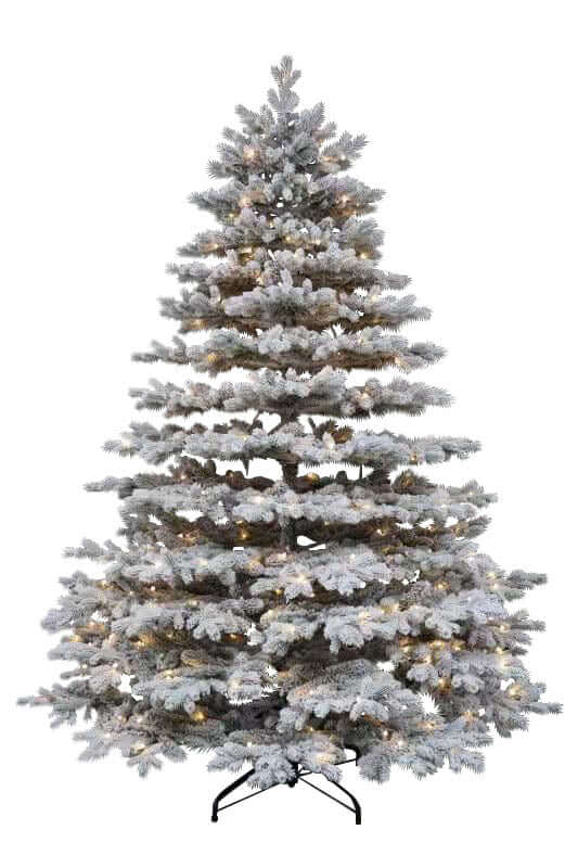 7.5' Rushmore Flock Artificial Christmas Tree 750 Warm White Led Lights