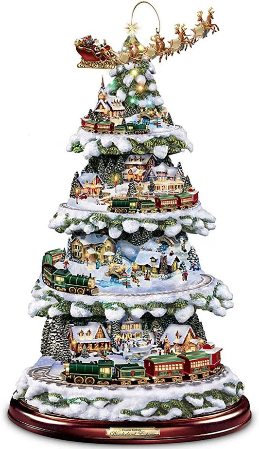 Animated Tabletop Christmas Tree with Train: Wonderland Express