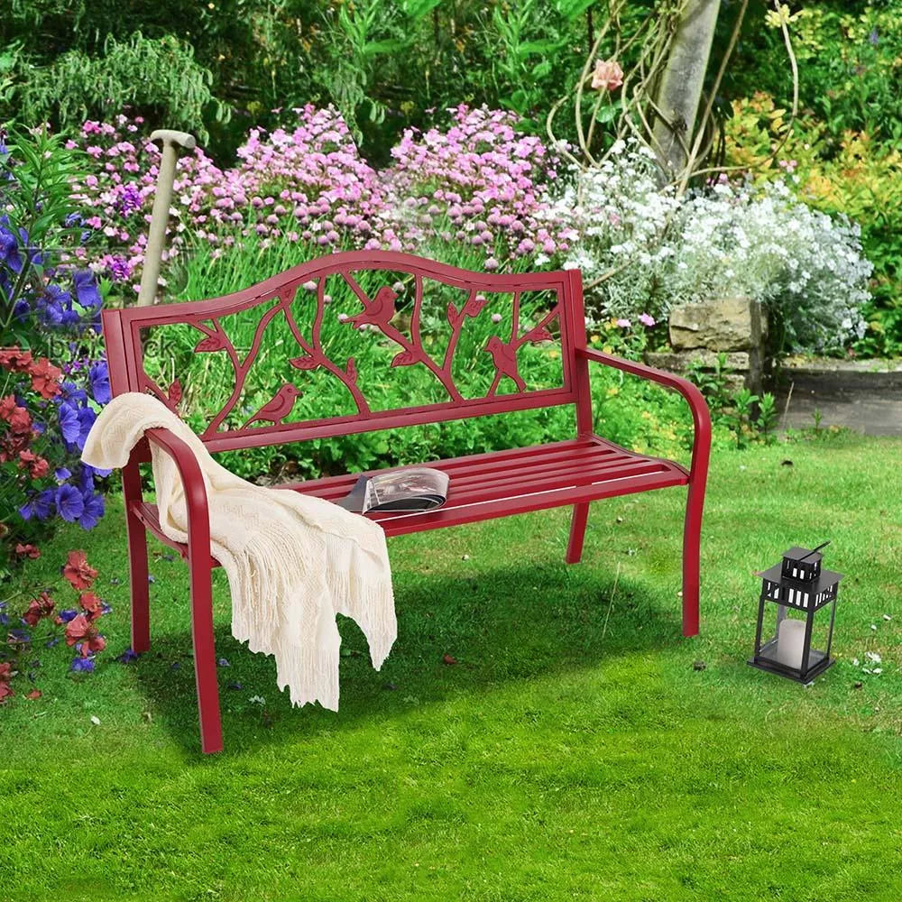 50 Inch Patio Garden & Park Bench Steel Frame Porch Chair