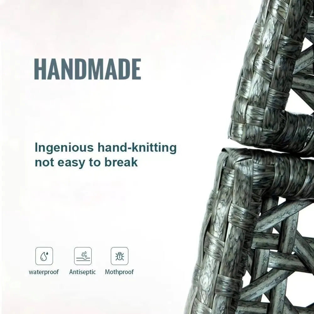 Hanging Egg Chair with Stand, 2 Person Heavy Duty Hanging Wicker Rattan Swing Chair Basket Hammock Nest Chair Seat for Indoor Outdoor Patio Lounger Swinging Loveseat (Beige)