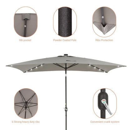 Doralice 120'' x 78'' Rectangular Lighted Market Umbrella
