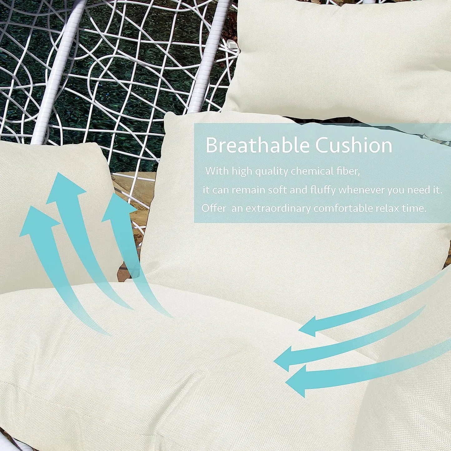 J.M.Deco Porch Swing Chair with Stand, Cushion & Pillow, Goldden Egg Rattan Wicker Swing Hanging Chair, Hammock Chair for Indoor, Outdoor, Garden, Backyard & Patio