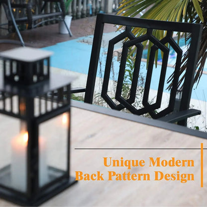 5-Piece Patio Fire Pit Set Steel Swivel Chairs With Cushions & 50,000BTU Square Fire Pit Table