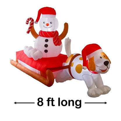 Season's Sled Snowman Cute Dog Inflatable