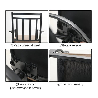 5-Piece Patio Fire Pit Set Steel Swivel Chairs With Cushions & 50,000BTU Square Fire Pit Table