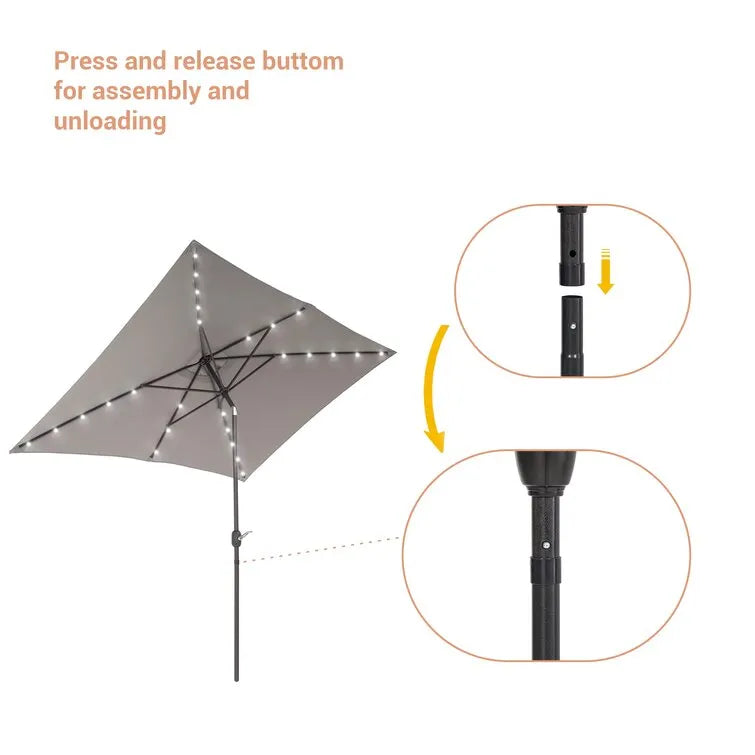 Doralice 120'' x 78'' Rectangular Lighted Market Umbrella