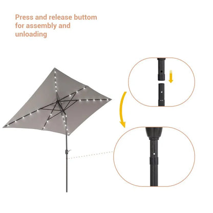 Doralice 120'' x 78'' Rectangular Lighted Market Umbrella
