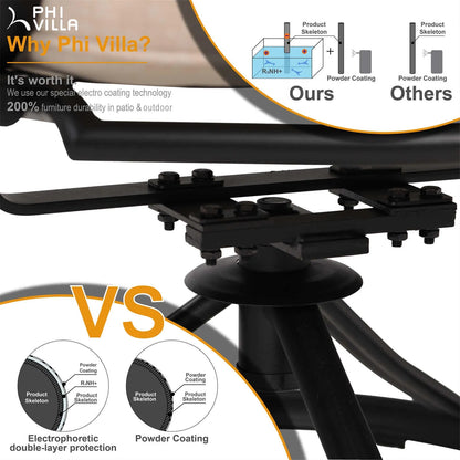 5-Piece Outdoor Dining Set 4 Swivel Steel Chairs and Square Table