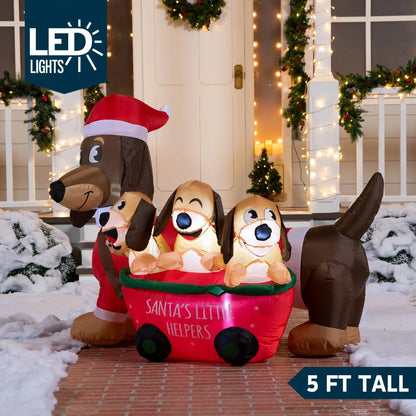 5ft Long LED Christmas Inflatable Puppy