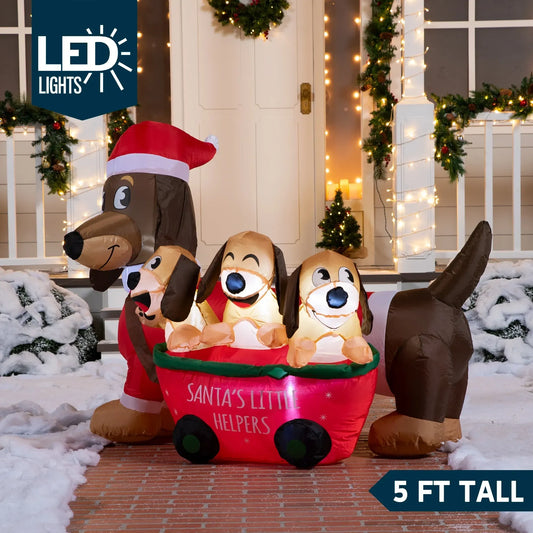 5ft Long LED Christmas Inflatable Puppy