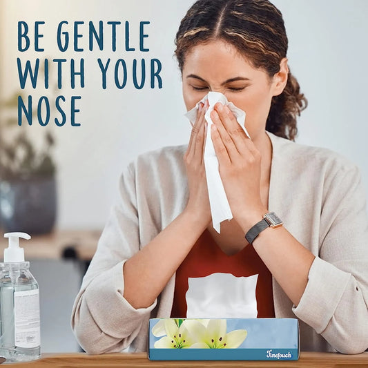 Soft Facial Tissues 2 Ply Box Of 130 Pack of 6 (780 Facial Tissues Toatal) Family Pack (6) Design may Vary