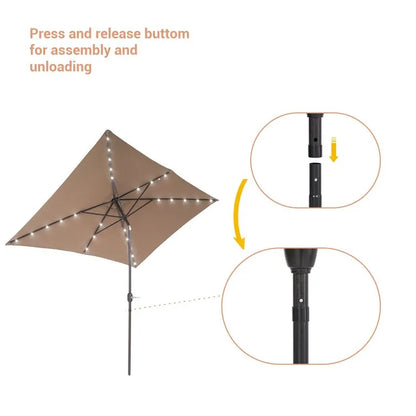 Doralice 120'' x 78'' Rectangular Lighted Market Umbrella