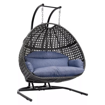 Patio Wicker Swing Chair With Stand Rain Cover Included -