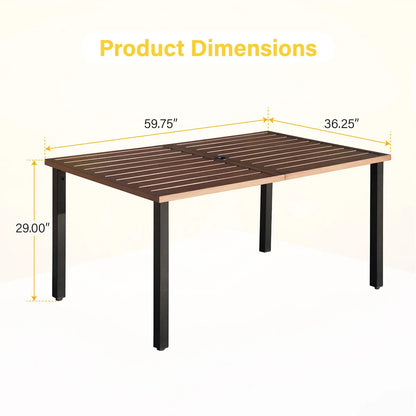 7-Piece Patio Dining Set With 6 Cushioned Steel & Rattan Chairs and Rectangle Table