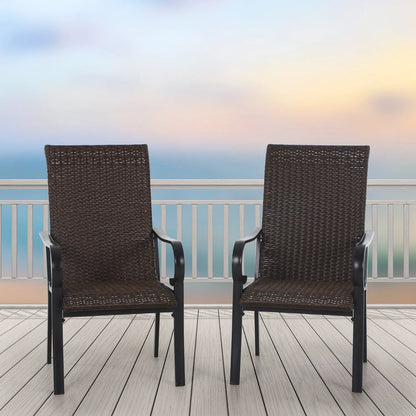 Rattan Metal Patio Dining Chairs, Set of 2