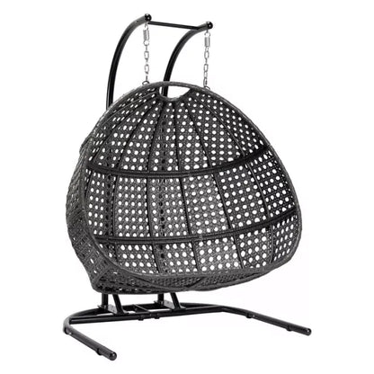 Patio Wicker Swing Chair With Stand Rain Cover Included -
