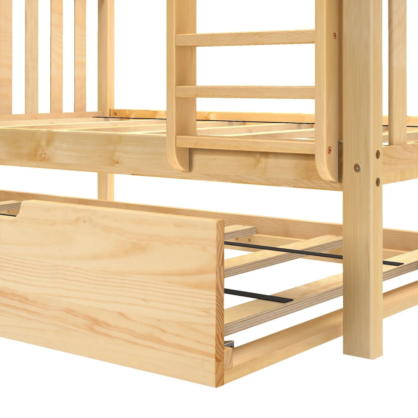 &#127876;Store Closing Sale&#128150;Kids Solid Wood Twin-Over-Full Bunk Bed + Trundle Bed