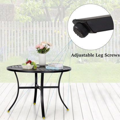 5-Piece Outdoor Dining Set 4 Swivel Steel Chairs and Square Table