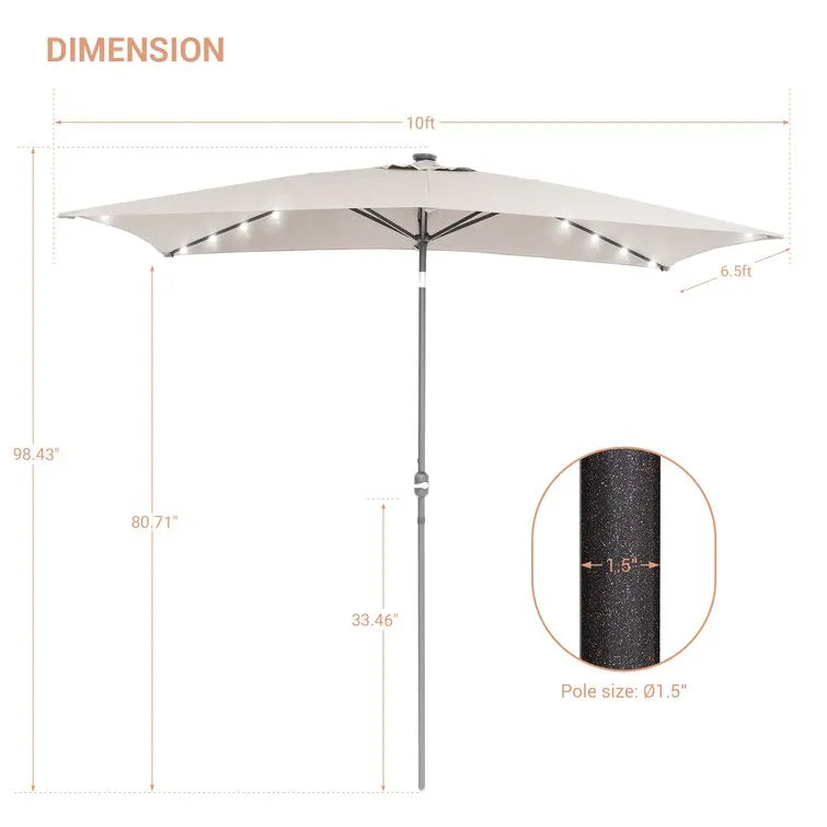 Doralice 120'' x 78'' Rectangular Lighted Market Umbrella