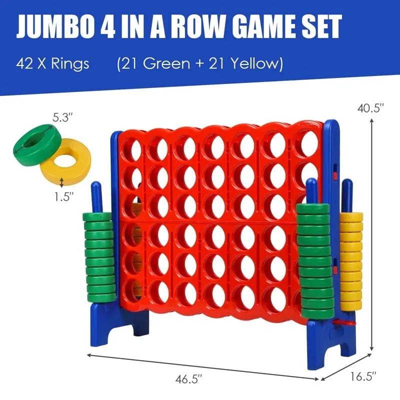 4-to-Score Giant Game Set with 42 Jumbo Rings & Quick-Release Slider