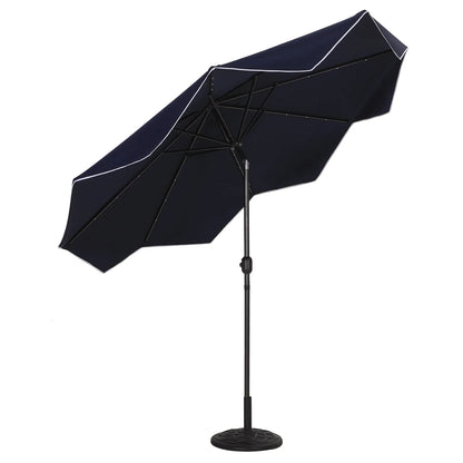 9/10ft Crank Open Patio Umbrella With 24 LED Lights & Ruffles