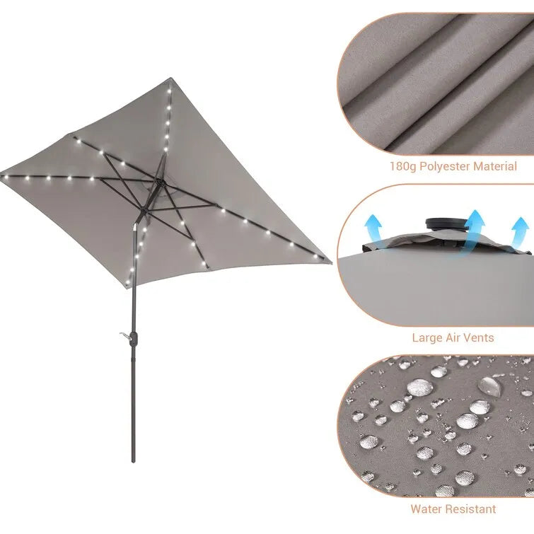 Doralice 120'' x 78'' Rectangular Lighted Market Umbrella