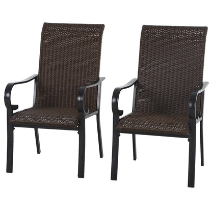 Rattan Metal Patio Dining Chairs, Set of 2