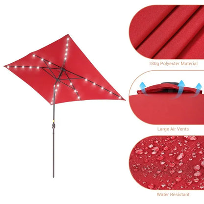Doralice 120'' x 78'' Rectangular Lighted Market Umbrella