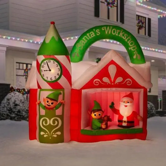 animated inflatable santas workshop scene