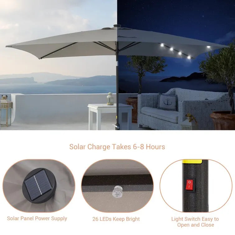 Doralice 120'' x 78'' Rectangular Lighted Market Umbrella