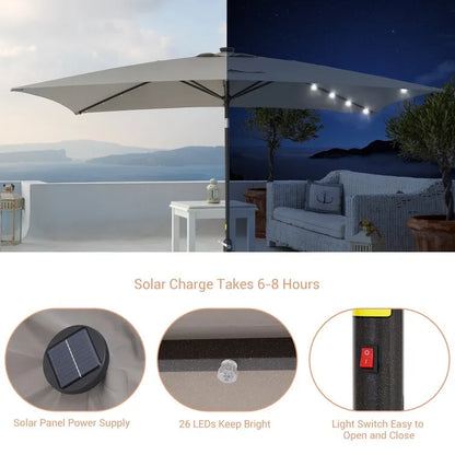 Doralice 120'' x 78'' Rectangular Lighted Market Umbrella