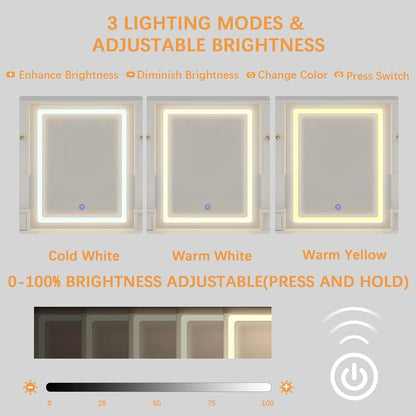 Dnxao Large Make up Vanity Desk with Mirror and Lights,3 Lights Mode and Brightness Adjusted by Touch Button, Built-in Power Strip and 6 Drawers,4 cabinets,2 cabinets with RGB Lights