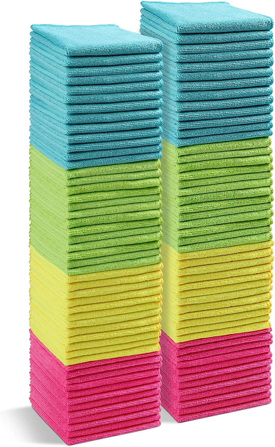 HOMEXCEL Microfiber Cleaning Cloth,12 Pack Cleaning Rag,Cleaning Towels with 4 Color Assorted,11.5"X11.5"(Green/Blue/Yellow/Pink)