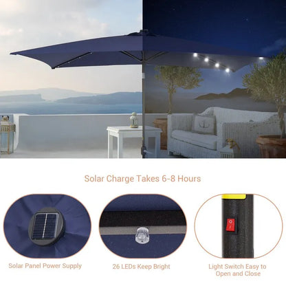 Doralice 120'' x 78'' Rectangular Lighted Market Umbrella