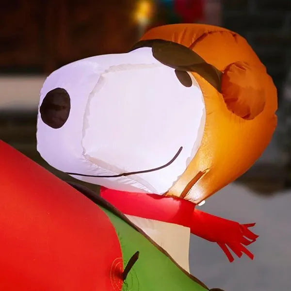 2 5 ft pre lit inflatable snoopy in airplane airblown scene peanuts