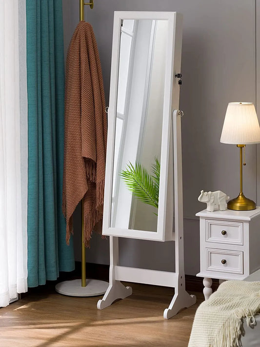 Standing Stella 6s Jewelry Armoire Full Length Mirror With Built-in Lights - White