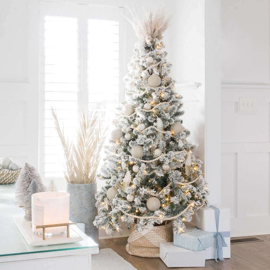 7' Prince Flock® Artificial Christmas Tree with 400 Warm White LED Lights