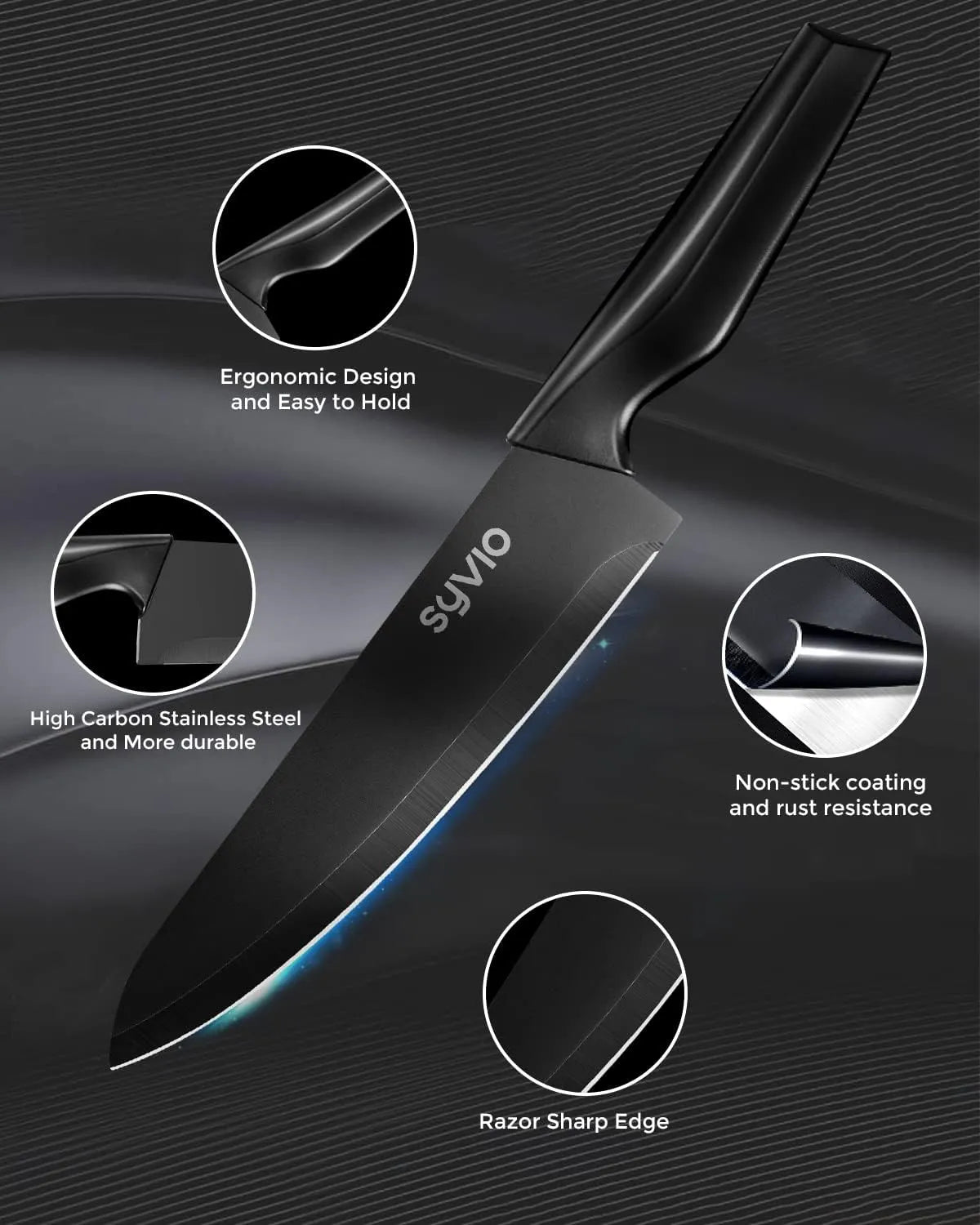 Knife Sets for Kitchen with Block, 14 Piece with Built-in Sharpener for Chopping, Slicing, Dicing&Cutting