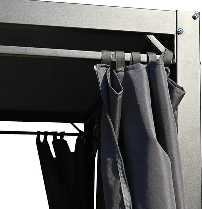 Merax 3-Seat Patio Swing Bed,Outdoor Porch Chair with Adjustable Canopy and Durable Steel Frame for Patio, Garden, Poolside Dark Grey