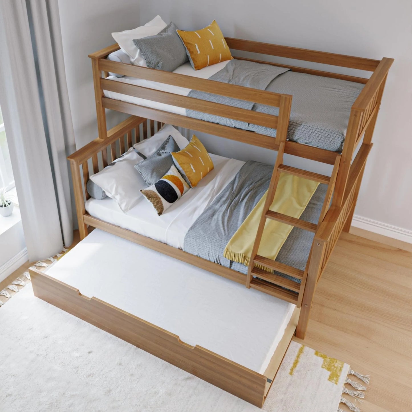 &#127876;Store Closing Sale&#128150;Kids Solid Wood Twin-Over-Full Bunk Bed + Trundle Bed