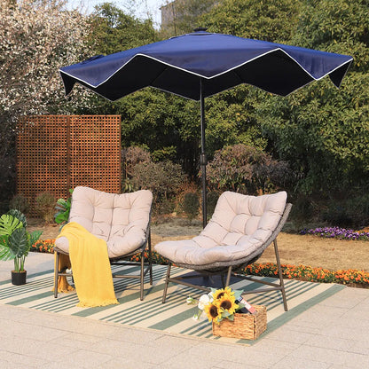 2-Piece Rattan Papasan Lounge Chair with Thick Cushions